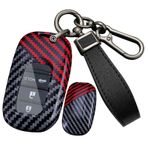 ontto PC Karbon Fiber Araba Anahtarı Kılıfı Anahtar Kılıfı Anahtar Kılıfı Honda Accord HRV CRV Freed Jazz City Odyssey Fit Civic Vezel Pilot 2023 2024 Anahtarlık Aksesuar-A Siyah Kırmızı