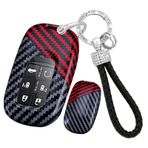 ontto PC Karbon Fiber Araba Anahtarı Kılıfı Anahtar Kılıfı Anahtar Kılıfı Honda Accord HRV CRV Freed Jazz City Odyssey Fit Civic Vezel Pilot 2023 2024 Anahtarlık Aksesuar-C Siyah Kırmızı