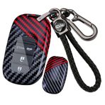 ontto PC Karbon Fiber Araba Anahtarı Kılıfı Anahtar Kılıfı Anahtar Kılıfı Honda CRV XR-V CR-V Fit Civic Accord HR-V HRV City Odyssey Vezel Anahtarlık 2/3/4/5 Tuşlar Aksesuar-B Siyah Kırmızı