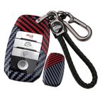 ontto PC Karbon Fiber Araba Anahtarı Kılıfı Anahtar Kılıfı Anahtar Kılıfı KIA Sportage Cerato Optima K2 K3 K4 K5 Rio Soul Sorento Sedona Forte NIRO Anahtarlık Aksesuar-B Siyah Kırmızı