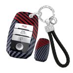 ontto PC Karbon Fiber Araba Anahtarı Kılıfı Anahtar Kılıfı Anahtar Kılıfı Kia Sportage Rio 3 Ceed Picanto Cerato Soul Optima 4 NIRO X Line Anahtarlık Aksesuar 3/4/5 Tuş C Siyah Kırmızı