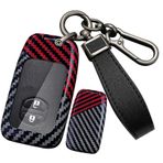 ontto PC Karbon Fiber Araba Anahtarı Kılıfı Anahtar Kılıfı Anahtar Kılıfı Toyota Aqua RAV4 Land Cruiser Camry Prado Corolla Prius için Subaru Anahtarlık 2/3/4 Tuşlu Aksesuar-A Siyah Kırmızı
