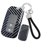 ontto PC Karbon Fiber Araba Anahtarı Kılıfı Anahtar Kılıfı Anahtar Kılıfı Toyota RAV4 Avalon Camry Corolla Prius V C Yaris Auris 2012-2015 için Uygun Anahtarlık 2/3/4 Tuşlu Aksesuar-B Siyah Beyaz
