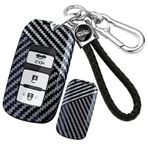 ontto PC Karbon Fiber Araba Anahtarı Kılıfı Anahtar Kılıfı Anahtar Kılıfı Toyota RAV4 Avalon Camry Corolla Prius V C Yaris Auris 2012-2015 için Uygun Anahtarlık 2/3/4 Tuşlu Aksesuar-C, Siyah Beyaz