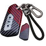 ontto PC Karbon Fiber Araba Anahtarı Kılıfı Anahtar Kılıfı Anahtar Kılıfı VW Golf 8 GTI MK8 ID.6 ID.5 Cupra Formentor Seat Leon Ateca Tarraco Anahtarlık Aksesuarı 3 Tuş-B Siyah Kırmızı