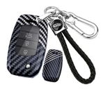 ontto PC Karbon Fiber Araba Anahtarı Kılıfı Anahtar Kılıfı Katlanır Anahtar Kılıfı Kia Carens Ceed Rio Sportage Optima Sorento Soul Forte Seltos Sedona Araba Aksesuarı 2/3/4 Tuş-B Siyah Beyaz