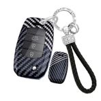 ontto PC Karbon Fiber Araba Anahtarı Kılıfı Anahtar Kılıfı Katlanır Anahtar Kılıfı Kia Carens Ceed Rio Sportage Optima Sorento Soul Forte Seltos Sedona Araba Aksesuarı 2/3/4 Tuş C Siyah Beyaz