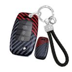 ontto PC Karbon Fiber Araba Anahtarı Kılıfı Anahtar Kılıfı Katlanır Anahtar Kılıfı Kia Carens Ceed Rio Sportage Optima Sorento Soul Forte Seltos Sedona Araba Aksesuarı 2/3/4 Tuş C Siyah Kırmızı