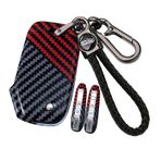 ontto PC Karbon Fiber Araba Anahtarı Kılıfı Anahtar Kılıfı Katlanır Anahtar Kılıfı Kia Stinger Sportage Forte NIRO Seltos Sorento Soul K5 K3 Anahtarlık Aksesuar 3/4 Tuş-B Siyah Kırmızı
