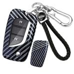 ontto PC Karbon Fiber Araba Anahtarı Kılıfı Anahtar Kılıfı Toyota RAV4 Scion IM Corolla Prius Yaris Aygo Auris Camry Avensis Peugeot 108 Citroen C1 Anahtarlık 2/3/4 Tuş-B Siyah