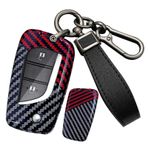 ontto PC Karbon Fiber Araba Anahtarı Kılıfı Anahtar Kılıfı Toyota RAV4 Scion IM Corolla Prius Yaris Aygo Auris Camry Avensis Peugeot 108 Citroen C1 Anahtarlık 2/3/4 Tuşlu A Siyah Kırmızı