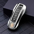 ontto Porsche Panamera 2017 2019 Cayenne 2018 için Anahtar Kılıfı Anahtarsız Anahtar Koruyucu Kılıf, Gümüş