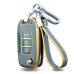 ontto Renault Kadjar Captur Megane 3 Symbole Logan 2 Sandero 2 Dacia Duster Anahtar kılıfı 3 Düğmeli TPU Akıllı Anahtar Kabuk Tutucu Çanta Anahtarlık Dekoratif Aksesuarlar Gri