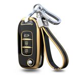 ontto Renault Kadjar Captur Megane 3 Symbole Logan 2 Sandero 2 Dacia Duster Anahtar kılıfı 3 Düğmeli TPU Akıllı Anahtar Kabuk Tutucu Çanta Anahtarlık Dekoratif Aksesuarlar Siyah