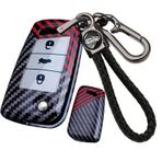 ontto Skoda Skoda Octavia A5 Fabia Araba Aksesuarları için Anahtar Kapağı Uyumlu Karbon Desenli Anahtarlık Tutacağı VW Flip Katlanır Anahtar Uzaktan Kumandası için Uygun, Katı Araba Anahtarı Çantası