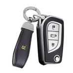 ontto Toyota Aygo Yaris Corolla Auris Avensis Hilux Rav4 2010-2020 Flip Key Case için uygun Araba Anahtarlık Kapağı Anahtarlık Tutucu Çanta Anahtarlık Koruyucu Aksesuarlar 3 Düğme Gümüş
