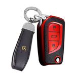ontto Toyota Aygo Yaris Corolla Auris Avensis Hilux Rav4 2010-2020 için Araba Anahtarlık Kapağı Anahtarlık Kılıfı Uzaktan Anahtar Kabuk Tutucu Çanta Anahtarlık Koruyucu Aksesuarlar 3 Düğme Kırmızı