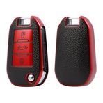 ontto TPU anahtar kılıfı Cover Peugeot 208 3008 308 508 408 2008 307 4008 Citroen C4 C3 C6 Cactus C8 için araba anahtarı kılıfı anahtarlık koruyucu kılıf anahtar kılıfı 3 tuşlu deri kırmızı B