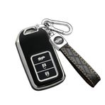 ontto TPU Araba anahtarı kılıfı Honda Vezel Civic Jazz Accord Hybrid BRV HRV Uyumlu 3 Düğmeli Anahtar kılıfı çanta Kabuk anahtarlık Akıllı Anahtar Tutucu anahtarlık Aksesuarları 3 düğme Siyah