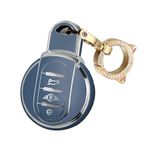 ontto TPU Araba Anahtarlık Kapağı BMW Mini Cooper F54 F55 F56 F57 F60 Clubman Hardtop Hatchback Cabrio Countryman Akıllı Anahtar Kabuk Tutucu Çanta Anahtarlık Aksesuarları Gri-Mavi A