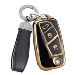 ontto TPU Araba Anahtarlık Kapağı Fiat 500 Panda Punto Idea Stilo Bravo Doblo Grande Ducato Minibüs Anahtarlık Flip Anahtar Kılıf Tutucu Çanta Anahtarlık Koruyucu Aksesuarlar 3 Düğme Siyah