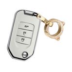 ontto TPU Araba Anahtarlık Kapağı Fit Honda Accord Civic 2015 Fit XRV Şehir Greiz Marina Bilgelik Caz Flip Akıllı Anahtar Kabuk Tutucu Çanta Anahtarlık Koruyucu Aksesuarlar Beyaz A