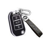 ontto TPU Araba anahtarlık kapağı Fit Peugeot 208 301 308 508 2008 3008 Citroen C4L CACTUS C5 C2 C3 C4 C6 C8 Picasso Xsara Flip Anahtar durumda çanta Kabuk anahtarlık Anahtarlık Anahtarlık Aksesuarları Siyah