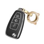 ontto TPU Araba Anahtarlık Kapağı Ford C-Max Focus Galaxy Grand C-Max Mondeo S-Max Transit Connect Katlanır Anahtar kılıfı Akıllı Anahtar Kabuk Tutucu Çanta Anahtarlık Dekoratif Aksesuarlar Siyah C