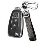 ontto TPU Araba Anahtarlık Kapağı Ford Focus Mondeo Fusion Fiesta Kuga S-Max 2011-2017 Flip Anahtar kılıfı Akıllı Anahtar Kabuk Tutucu Çanta Anahtarlık Dekorasyon Aksesuarları Siyah B