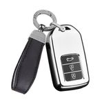 ontto TPU Araba Anahtarlık Kapağı Honda Accord Civic CR-V CRV Pilot Pasaport Vezel Odyssey Insight EX EX-L Anahtar kılıfı Anahtarlık Anahtar Kabuk Anahtar Tutucu Aksesuarları Koruyucu 3 Düğme Gümüş