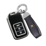 ontto TPU Araba anahtarlık kapağı Honda Accord Civic Crosstour CR-Z CR-V Uyumlu HR-V Odyssey Pilot Uzaktan Kumanda Anahtar kılıfı çanta Kabuk anahtarlık Akıllı Anahtarlık Koruyucu Aksesuarlar 3 düğme Siyah