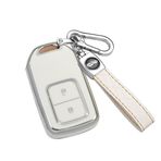 ontto TPU Araba anahtarlık kapağı Honda Fit Odessey City Jazz XRV Venzel HRV CRV Accord için uygun anahtar kılıfı çanta Kabuk anahtarlık Akıllı Anahtar Tutucu anahtarlık Aksesuarları 2 düğme Beyaz
