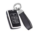 Ontto TPU Araba anahtarlık kapağı Land Rover Defender Discovery Sport için Fit Yeni Range Rover Evoque Sport Velar için uygun Jaguar E-Pace I-Pace Anahtar Kabuk anahtarlık Anahtar çantası anahtarlık Aksesuarlar Siyah