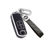 ontto TPU Araba anahtarlık kapağı Mazda 2 3 5 6 MPS SP25 CX3 CX5 CX7 CX9 MX5 için uygun Anahtar kılıfı çanta Kabuk anahtarlık Akıllı Anahtar Tutucu anahtarlık Aksesuarları 2 düğme Siyah