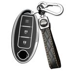 ontto TPU Araba Anahtarlık Kapağı Nissan Qashqai Juke X-Trail Micra Murano Infiniti 3 Düğmeli Anahtar Kılıfı Uzaktan Anahtar Kabuk Tutucu Çanta Anahtarlık Anahtarlık Koruyucu Aksesuarlar Siyah B