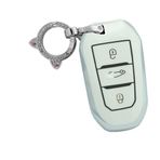 ontto TPU Araba Anahtarlık Kapağı Peugeot 308 408 508 2008 3008 4008 5008 5008 Citroen C4 C6 C3-XR 3 Düğmeler Akıllı Anahtar Kılıfı Kabuk Tutucu Çanta Anahtarlık Koruyucu Aksesuarlar Beyaz A