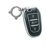 ontto TPU Araba Anahtarlık Kapağı Peugeot 308 408 508 2008 3008 4008 5008 5008 Citroen C4 C6 C3-XR 3 Düğmeli Akıllı Anahtar Kılıfı Kabuk Tutucu Çanta Anahtarlık Anahtarlık Koruyucu Aksesuarlar Siyah A
