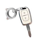 ontto TPU Araba Anahtarlık Kapağı Renault Dacia Logan Lodgy Dokker Duster Trafic Clio Master Sandero Anahtar kılıfı Akıllı Anahtar Kabuk Tutucu Çanta Anahtarlık Koruyucu Aksesuarlar 2 Düğme Beyaz A
