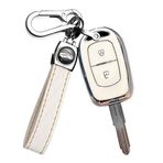 ontto TPU Araba Anahtarlık Kapağı Renault Dacia Logan Lodgy Dokker Duster Trafic Clio Master Sandero Anahtar kılıfı Akıllı Anahtar Kabuk Tutucu Çanta Anahtarlık Koruyucu Aksesuarlar 2 Düğme Beyaz B