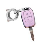 ontto TPU Araba Anahtarlık Kapağı Renault Dacia Logan Lodgy Dokker Duster Trafic Clio Master Sandero Anahtar kılıfı Akıllı Anahtar Kabuk Tutucu Çanta Anahtarlık Koruyucu Aksesuarlar 2 Düğme Mor A