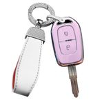 ontto TPU Araba Anahtarlık Kapağı Renault Dacia Logan Lodgy Dokker Duster Trafic Clio Master Sandero Anahtar kılıfı Akıllı Anahtar Kabuk Tutucu Çanta Anahtarlık Koruyucu Aksesuarlar 2 Düğme Mor C