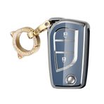 ontto TPU Araba Anahtarlık Kapağı Toyota Aygo Yaris Corolla Auris Avensis Hilux Rav4 2010-2020 Flip Anahtar Kılıfı Kabuk Anahtar Tutucu Çanta Anahtarlık Anahtarlık Koruyucu Aksesuarlar 2 Düğme