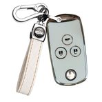 ontto TPU araba anahtarlık kapak Fit Honda Civic Accord Jazz CRV HRV CRZ Acura TL TSX ZDX RSX 3 düğmeler çevirme anahtar kılıfı kabuk tutucu çanta anahtarlık anahtarlık koruyucu aksesuarlar beyaz