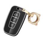 ontto TPU araba anahtarlık kapak Fit Hyundai i10 i20 ix20 i30 ix35 i40 Santa fe Elantra Veloster Kia Picanto Rio Venga 3 düğmeler akıllı anahtar kabuk tutucu çanta anahtarlık anahtarlık aksesuarları