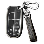 ontto TPU araba anahtarlık kapak Fit için Jeep Renegade 2014 2015 Grand Cherokee Chrysler 300C Fiat uzaktan anahtar kabuk tutucu çanta anahtarlık anahtarlık koruyucu aksesuarları siyah B