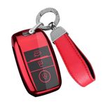 ontto TPU Araba anahtarlık kapak Fit KIA K2 K4 KS3 KS5 Ceed Sorento Sportage Rio Soul Vigato Venga Anahtar durumda anahtarlık Anahtar Kabuk Anahtar Tutucu Aksesuarları Koruyucu 3 düğme kırmızı