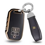 ontto TPU araba anahtarlık kapak Fit Kia karnaval dördüncü nesil K5 Sportage R Stinger Sorento Cerato 2021 2022 anahtar çantası kabuk anahtarlık akıllı anahtarlık anahtarlık aksesuarları 7 düğme siyah