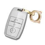 ontto TPU araba anahtarlık kapak Fit Kia Rio Rio5 Sportage Ceed Cerato K3 KX3 K4 K5 Sorento Optima Cerato Picanto uzaktan anahtar kabuk tutucu çanta anahtarlık anahtarlık koruyucu aksesuarları beyaz B