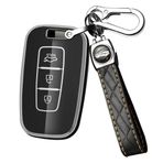 ontto TPU araba anahtarlık kapak Fit Kia Soul Sportage Hyundai Santa Fe Elantra ix35 anahtar durumda 3 düğme akıllı anahtar kabuk tutucu çanta anahtarlık anahtarlık koruyucu aksesuarları siyah B