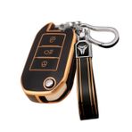 ontto TPU Araba anahtarlık kapak Fit Peugeot 208 308 408 508 2008 3008 4008 5008 Citroen C3 C4 CACTUS C6 C8 Uzaktan anahtar durumda anahtar kabuk anahtarlık anahtarlık koruyucu Aksesuarları, A-Siyah,